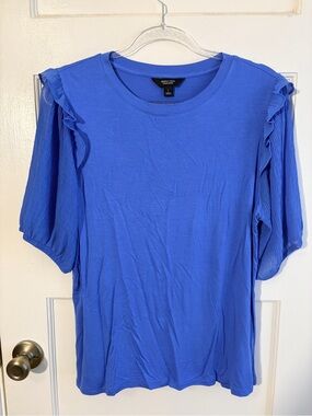 Simply Vera Vera Wang Royal Blue Short Sleeve Ruffle Top